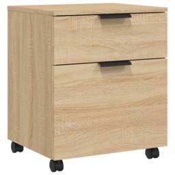 Berkfield Home Mobile File Cabinet with Wheels Sonoma Oak 45x38x54 cm Engineered Wood in Light Brown - Size: 45 x 38 x 54 cm - thumbnail 3
