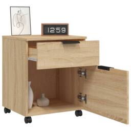 Berkfield Home Mobile File Cabinet with Wheels Sonoma Oak 45x38x54 cm Engineered Wood in Light Brown - Size: 45 x 38 x 54 cm - thumbnail 8