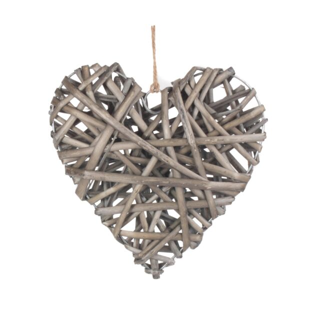 Red Hamper Wicker Full Antique Wash Heart in Grey - image 1