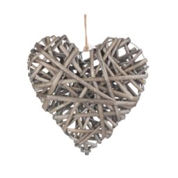 Red Hamper Wicker Full Antique Wash Heart in Grey