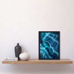 "Artery8 Wall Art Print Luminescent Blue Ice Glacier Abstract Canyon Art Framed Poster in Black - Size: W12"" x H16""" - thumbnail 4
