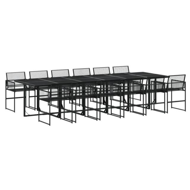 Berkfield Home 13 Piece Garden Dining Set Black Poly Rattan - image 1