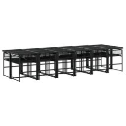Berkfield Home 13 Piece Garden Dining Set Black Poly Rattan - thumbnail 3
