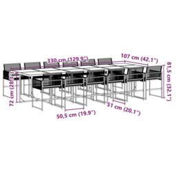 Berkfield Home 13 Piece Garden Dining Set Black Poly Rattan - thumbnail 9