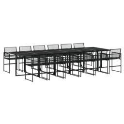 Berkfield Home 13 Piece Garden Dining Set Black Poly Rattan - thumbnail 1