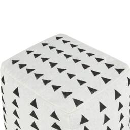 Wyld and Coco Boho Cotton Pouffe 45 x 45 cm White Black Geometric Pattern Handmade - thumbnail 3