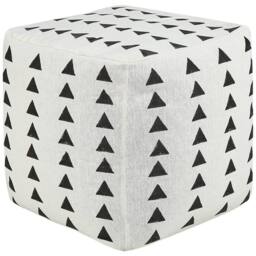 Wyld and Coco Boho Cotton Pouffe 45 x 45 cm White Black Geometric Pattern Handmade - thumbnail 2