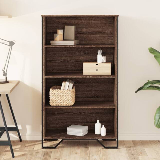 Berkfield Home Modern Bookcase Brown Oak 80x31x137.5 cm Engineered Wood - image 1