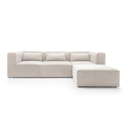 Abakus Direct Doris Corner Sofa in White Cord Chenille - thumbnail 2