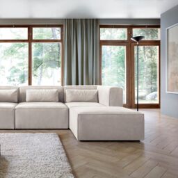 Abakus Direct Doris Corner Sofa in White Cord Chenille - thumbnail 1