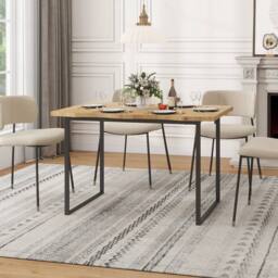 VOGREX 120cm Modern Wooden Dining Table 4-6 Seats Kitchen Desk in Beige - thumbnail 1