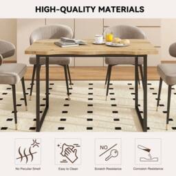 VOGREX 120cm Modern Wooden Dining Table 4-6 Seats Kitchen Desk in Beige - thumbnail 3