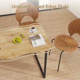 VOGREX 120cm Modern Wooden Dining Table 4-6 Seats Kitchen Desk in Beige - thumbnail 5