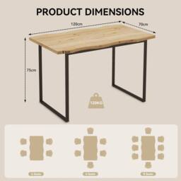 VOGREX 120cm Modern Wooden Dining Table 4-6 Seats Kitchen Desk in Beige - thumbnail 2
