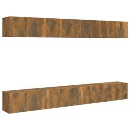 Berkfield Home TV Cabinets 8 pcs Smoked Oak 60x30x30 cm Engineered Wood in Brown - Size: 60 x 30 x 30 cm - thumbnail 1