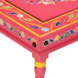 Berkfield Home Coffee Table Pink Hand Painted Solid Wood Mango - thumbnail 4