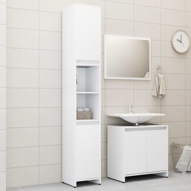 Berkfield Home 3 Piece Bathroom Furniture Set White Engineered Wood - image 1
