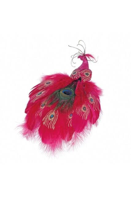 KDMD Hot Pink Peacock 30cm Christmas Ornament - image 1