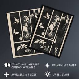 "Artery8 Nature Vintage Harimaze Sheet Vintage Wall Art Print Hiroshige in Black - Size: W12"" x H16""" - thumbnail 2