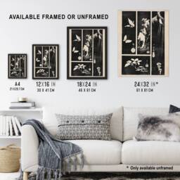 "Artery8 Nature Vintage Harimaze Sheet Vintage Wall Art Print Hiroshige in Black - Size: W12"" x H16""" - thumbnail 3