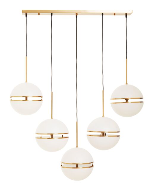 Orsina Five Ball Brass Pendant Light, Contemporary Statement Lighting Fixture With Five Split Globe Light in Gold - image 1