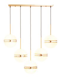Orsina Five Ball Brass Pendant Light, Contemporary Statement Lighting Fixture With Five Split Globe Light in Gold - thumbnail 4
