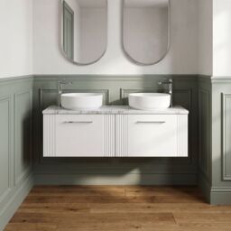 Balterley 2 Drawer Wall Hung Vanity Unit Marble Laminate Worktop, White 1200mm - thumbnail 8
