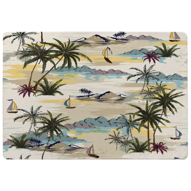 Benjamin Tate Design Palm & Sailboats Rug in Natural - Size: Large - image 1