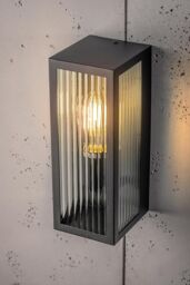 CGC Lighting 'Stella' Bevelled Glass Black E27 Outdoor Box Wall Light - thumbnail 2