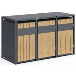 Phoenix Safe Company Phoenix Outdoor Triple Wheelie Bin Store for 3 x 240L Bins, Oak Effect Metal Storage GB3300AW in Brown - Size: 800mm