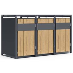 Phoenix Safe Company Phoenix Outdoor Triple Wheelie Bin Store for 3 x 240L Bins, Oak Effect Metal Storage GB3300AW in Brown - Size: 800mm - thumbnail 8