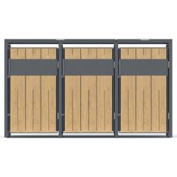Phoenix Safe Company Phoenix Outdoor Triple Wheelie Bin Store for 3 x 240L Bins, Oak Effect Metal Storage GB3300AW in Brown - Size: 800mm - thumbnail 7