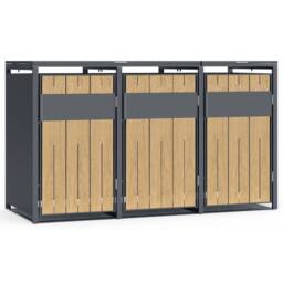 Phoenix Safe Company Phoenix Outdoor Triple Wheelie Bin Store for 3 x 240L Bins, Oak Effect Metal Storage GB3300AW in Brown - Size: 800mm - thumbnail 9