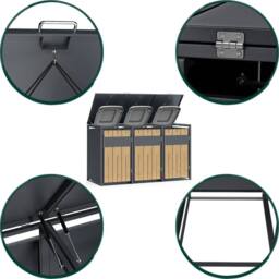 Phoenix Safe Company Phoenix Outdoor Triple Wheelie Bin Store for 3 x 240L Bins, Oak Effect Metal Storage GB3300AW in Brown - Size: 800mm - thumbnail 2