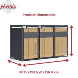 Phoenix Safe Company Phoenix Outdoor Triple Wheelie Bin Store for 3 x 240L Bins, Oak Effect Metal Storage GB3300AW in Brown - Size: 800mm - thumbnail 3
