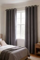 Living and Home 2 Panels Solid Colour Blackout Linen-Like Curtains in Grey - Size: 168 cm width x 229 cm drop - thumbnail 2