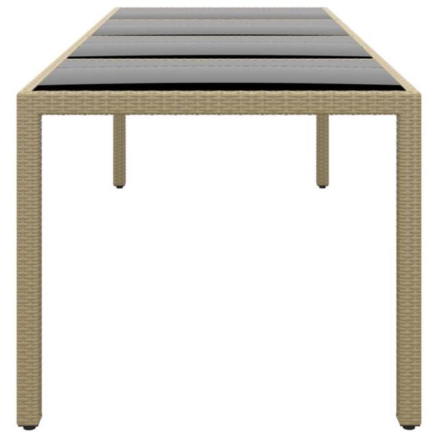 Berkfield Home Garden Table with Glass Top Beige Poly Rattan - image 1
