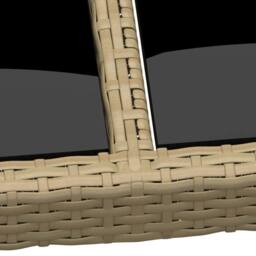 Berkfield Home Garden Table with Glass Top Beige Poly Rattan - thumbnail 4