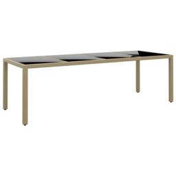Berkfield Home Garden Table with Glass Top Beige Poly Rattan - thumbnail 2
