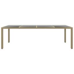 Berkfield Home Garden Table with Glass Top Beige Poly Rattan - thumbnail 3
