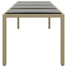Berkfield Home Garden Table with Glass Top Beige Poly Rattan - thumbnail 1