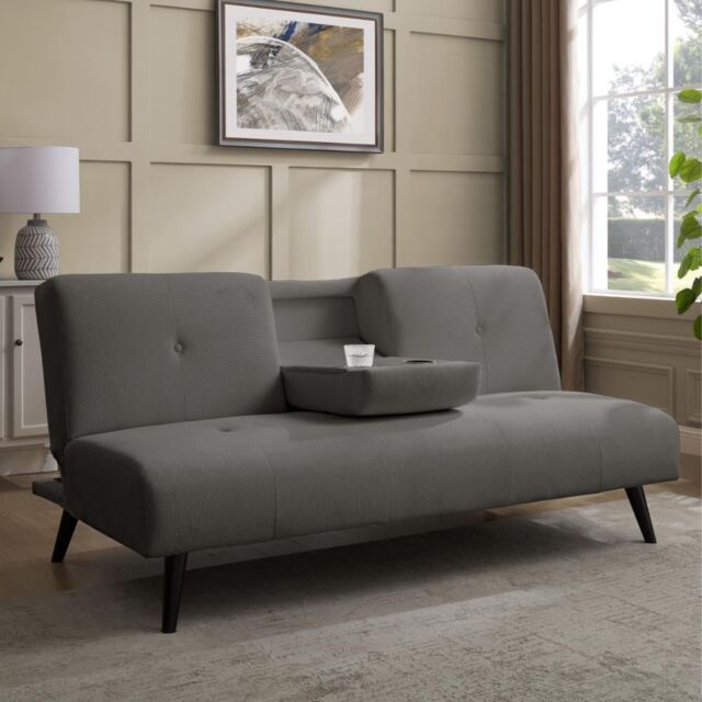 Home Detail Chicory Sofa Bed With Cupholder Tray in Dark Grey - Size: 3 Seater - image 1