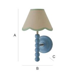 ValueLights Bobbins Pair of Blue Wall Lights with Linen Trim Lamp Shades & Bulbs in Pale Green - thumbnail 7