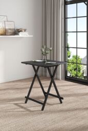 Living and Home Folding Wooden Dining Table 60x60cm in Black - Size: 60x60 cm - thumbnail 4