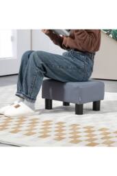 ERGOVEXA Microfiber Cloth Footstool, Grey - thumbnail 6