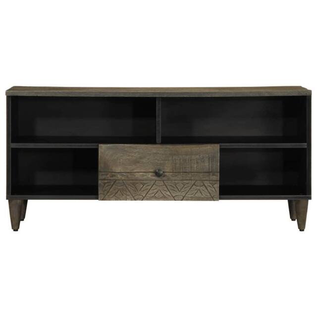 Berkfield Home TV Cabinet Black 100x33x46 cm Solid Wood Mango - Size: 100 x 33 x 46 cm - image 1