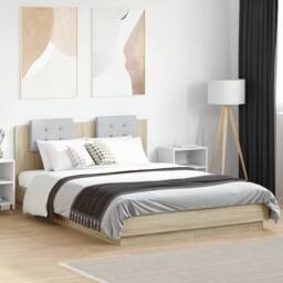 Berkfield Home Bed Frame without Mattress Sonoma Oak 140x200 cm in Light Brown - thumbnail 2