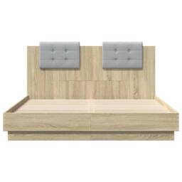 Berkfield Home Bed Frame without Mattress Sonoma Oak 140x200 cm in Light Brown - thumbnail 4