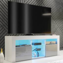Mex Furniture LTD TV Unit Pulse 145cm - White & Grey Gloss Doors & LED Lights - thumbnail 1