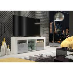 Mex Furniture LTD TV Unit Pulse 145cm - White & Grey Gloss Doors & LED Lights - thumbnail 6
